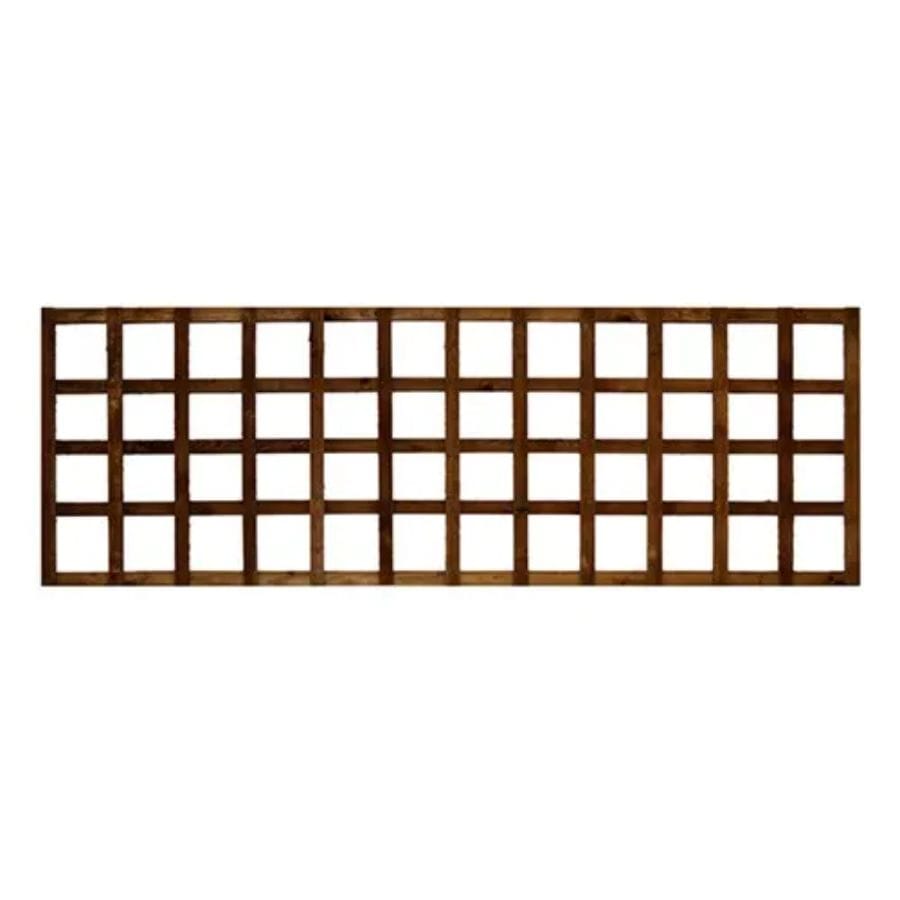 A trellis panel in a brown finish.