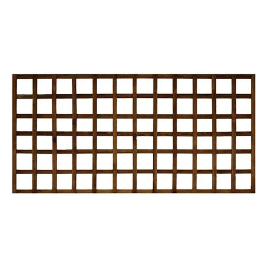 A trellis panel in a brown finish.