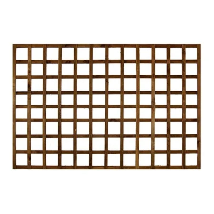 A trellis panel in a brown finish.