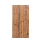 A closeboard gate in a brown finish on a plain white background.