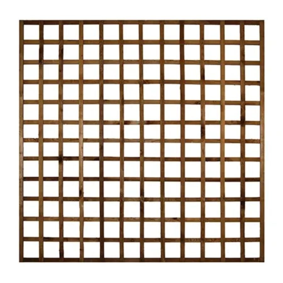 A trellis panel in a brown finish.